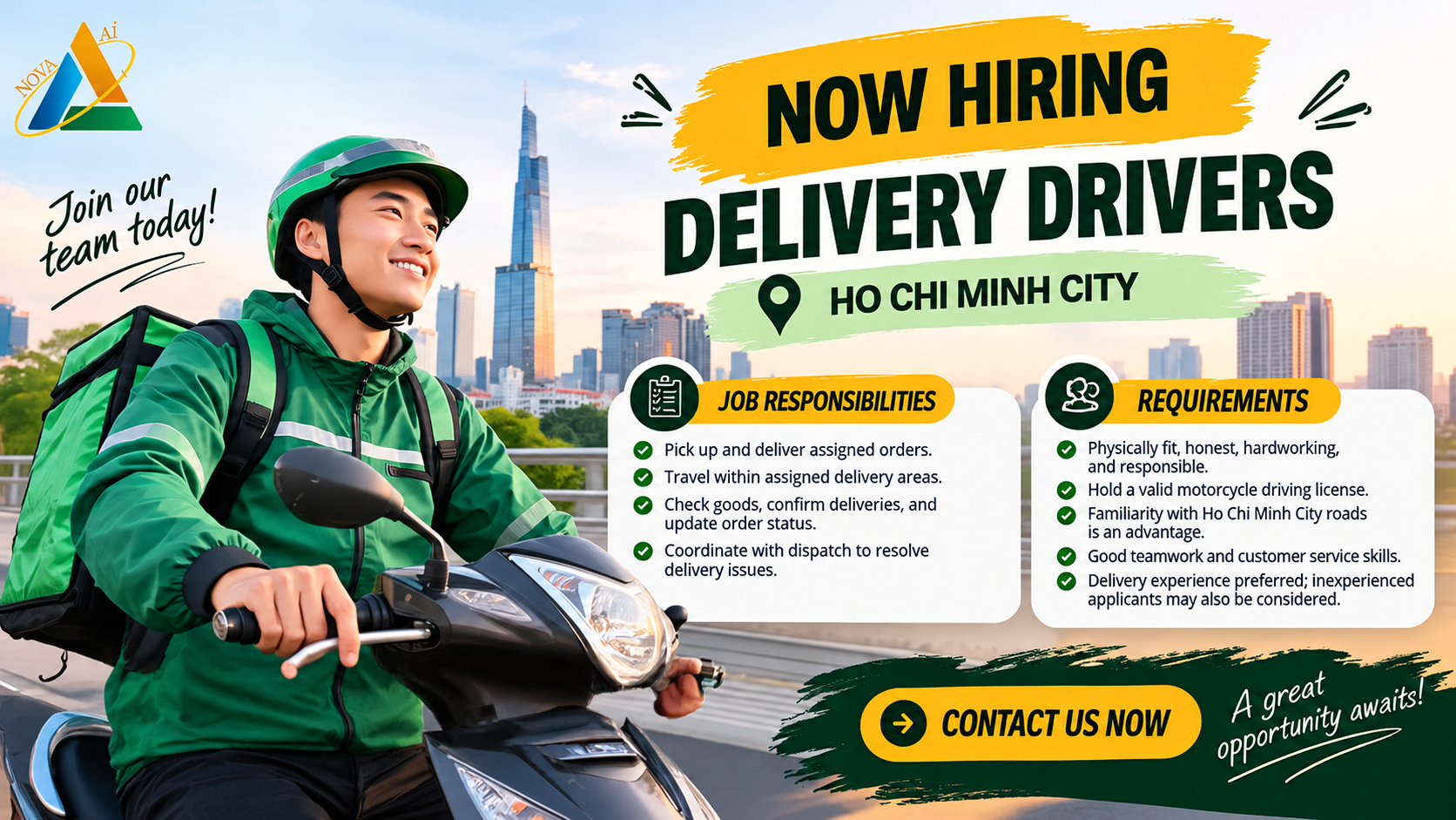 HIRING DELIVERY DRIVERS IN HO CHI MINH CITY