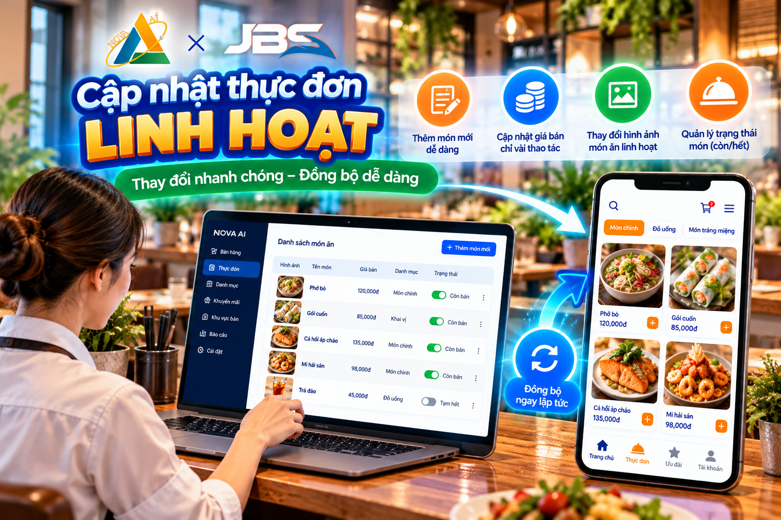 Phần mềm menu điện tử cho phép nhà hàng xây dựng và hiển thị thực đơn trên các thiết bị số