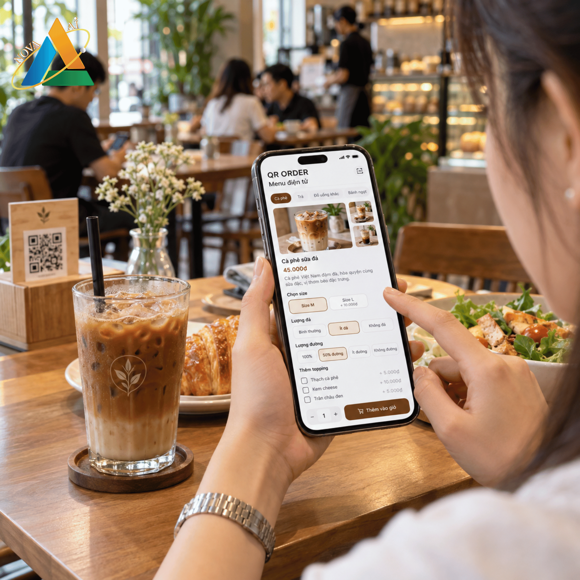 Menu điện tử có hình ảnh, mô tả và tuỳ chọn món
