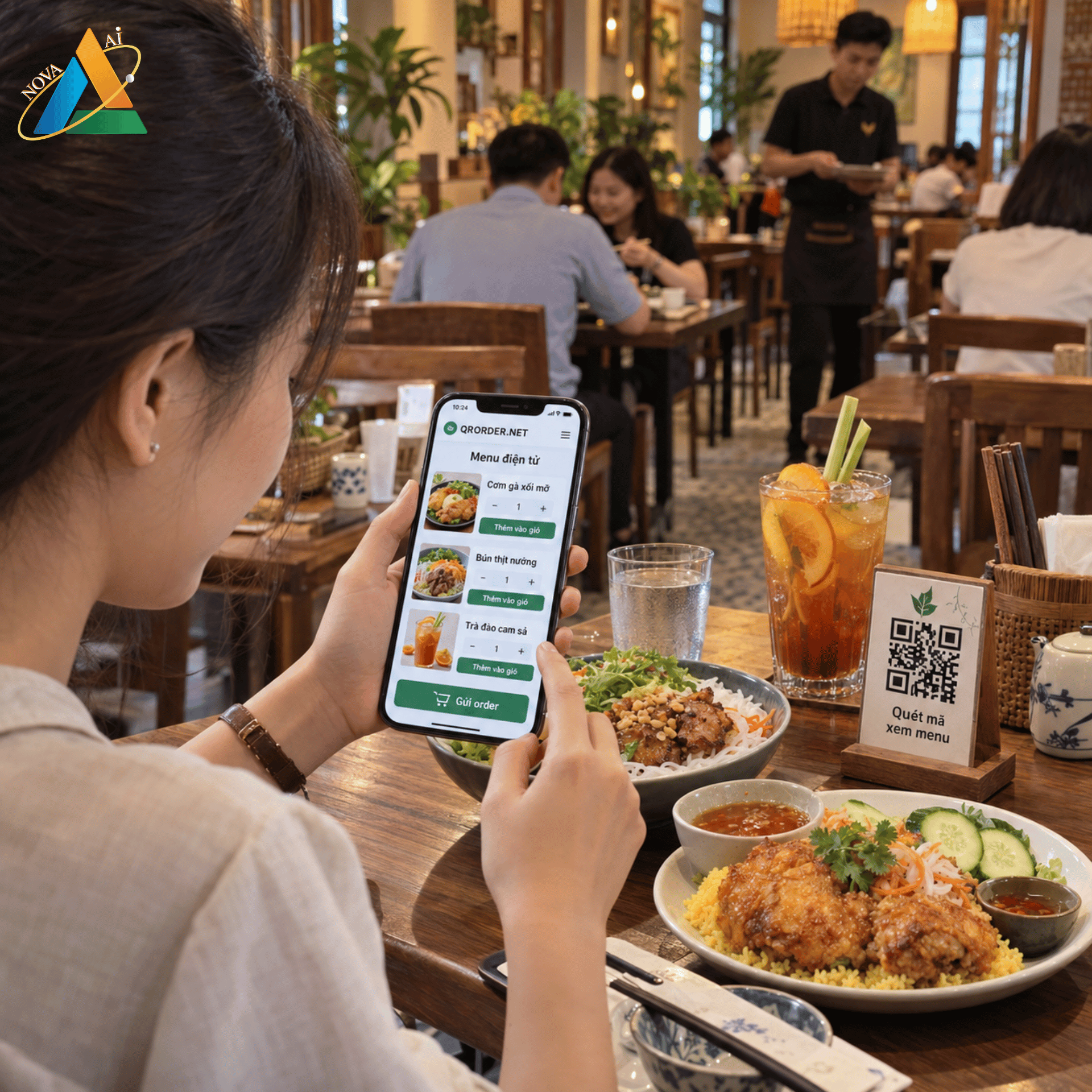 Khách quét QR xem menu tại bàn