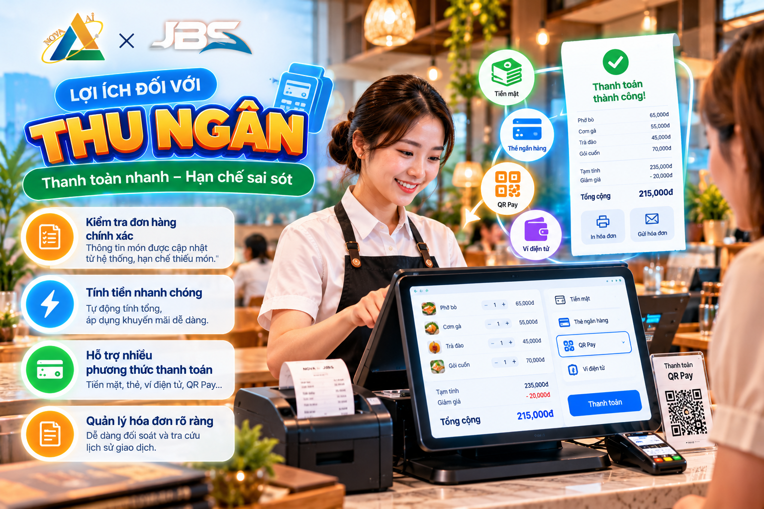 Phần mềm order đối với vị trí Cashier – Giảm áp lực cho thu ngân