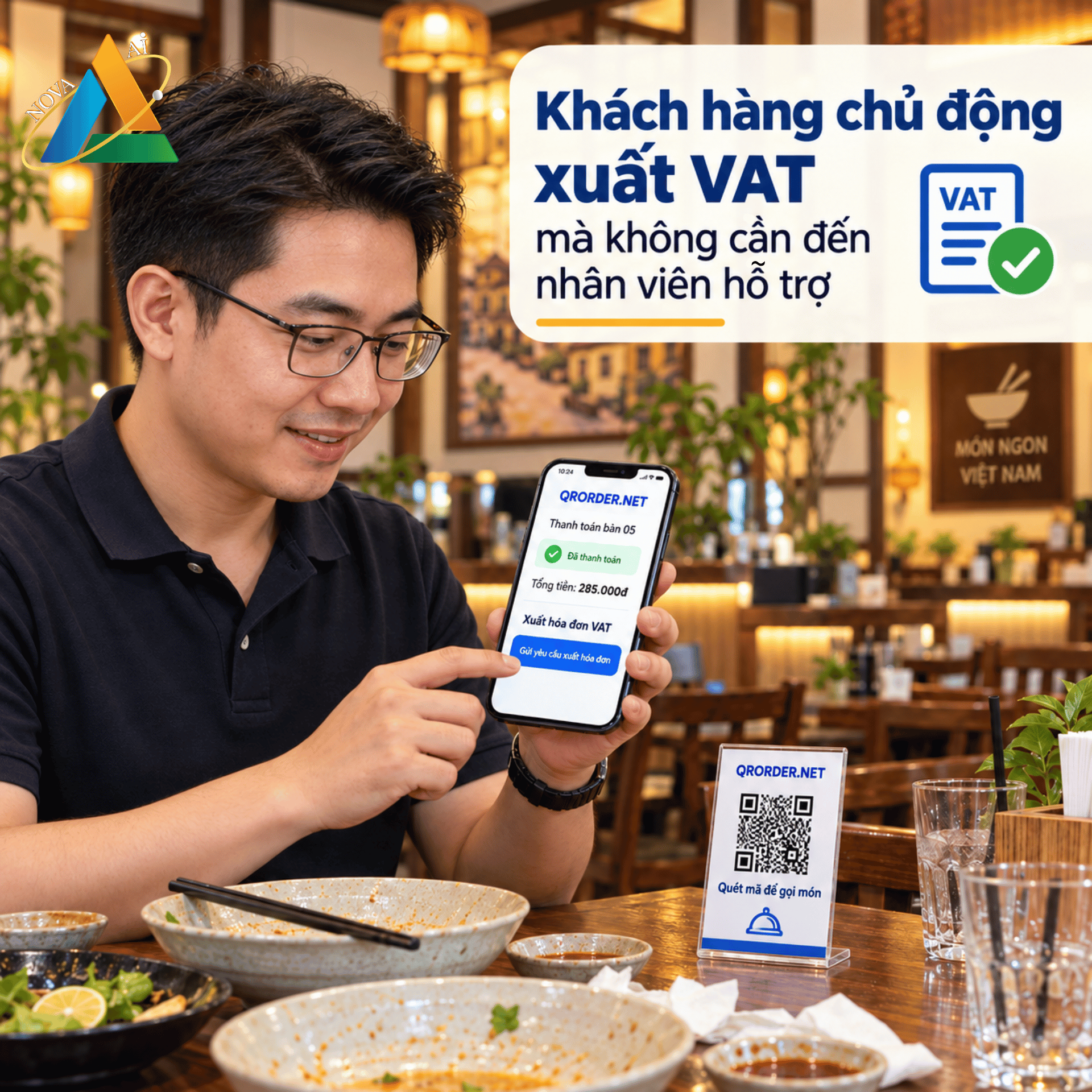 Khách tự xuất hóa đơn VAT ngay trên điện thoại