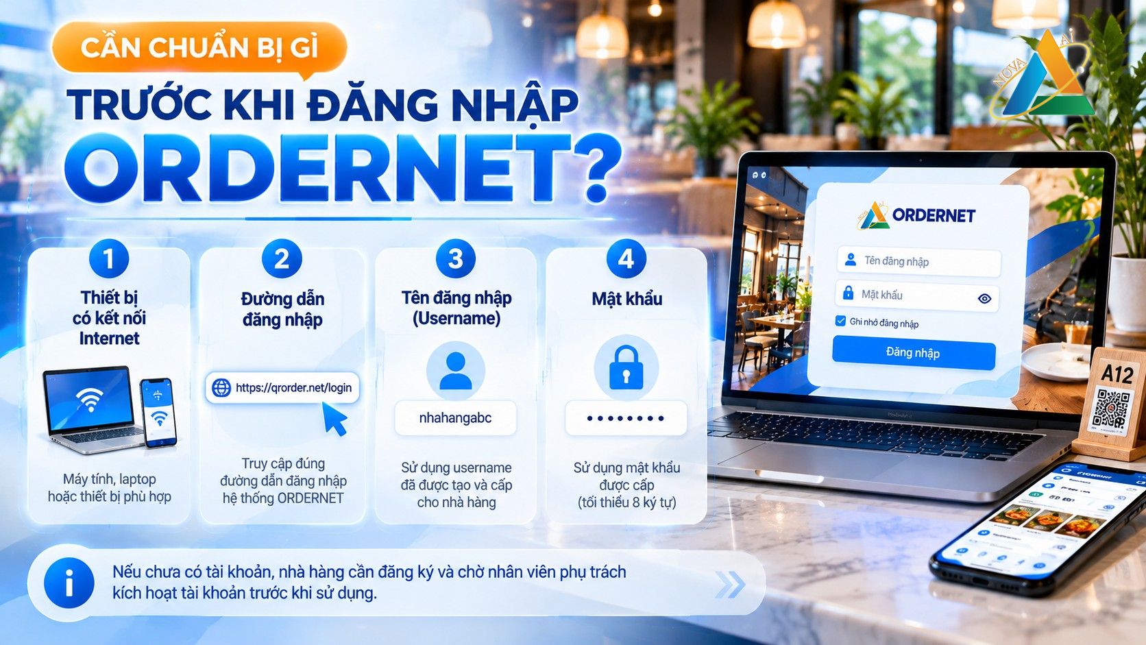 Chuẩn bị đăng nhập hệ thống ORDER NET