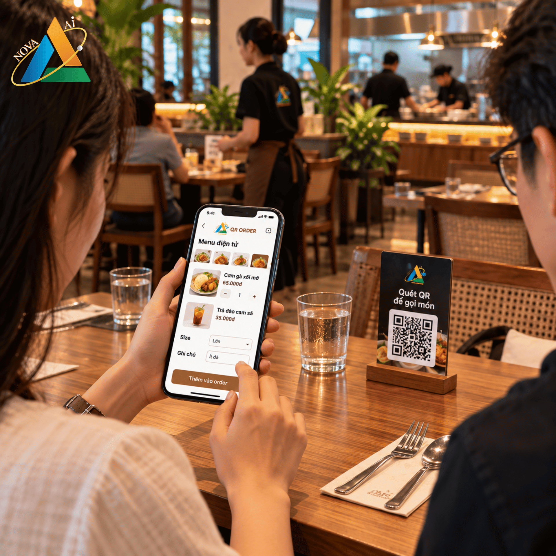 Khách gọi món bằng cách quét mã qr trên bàn