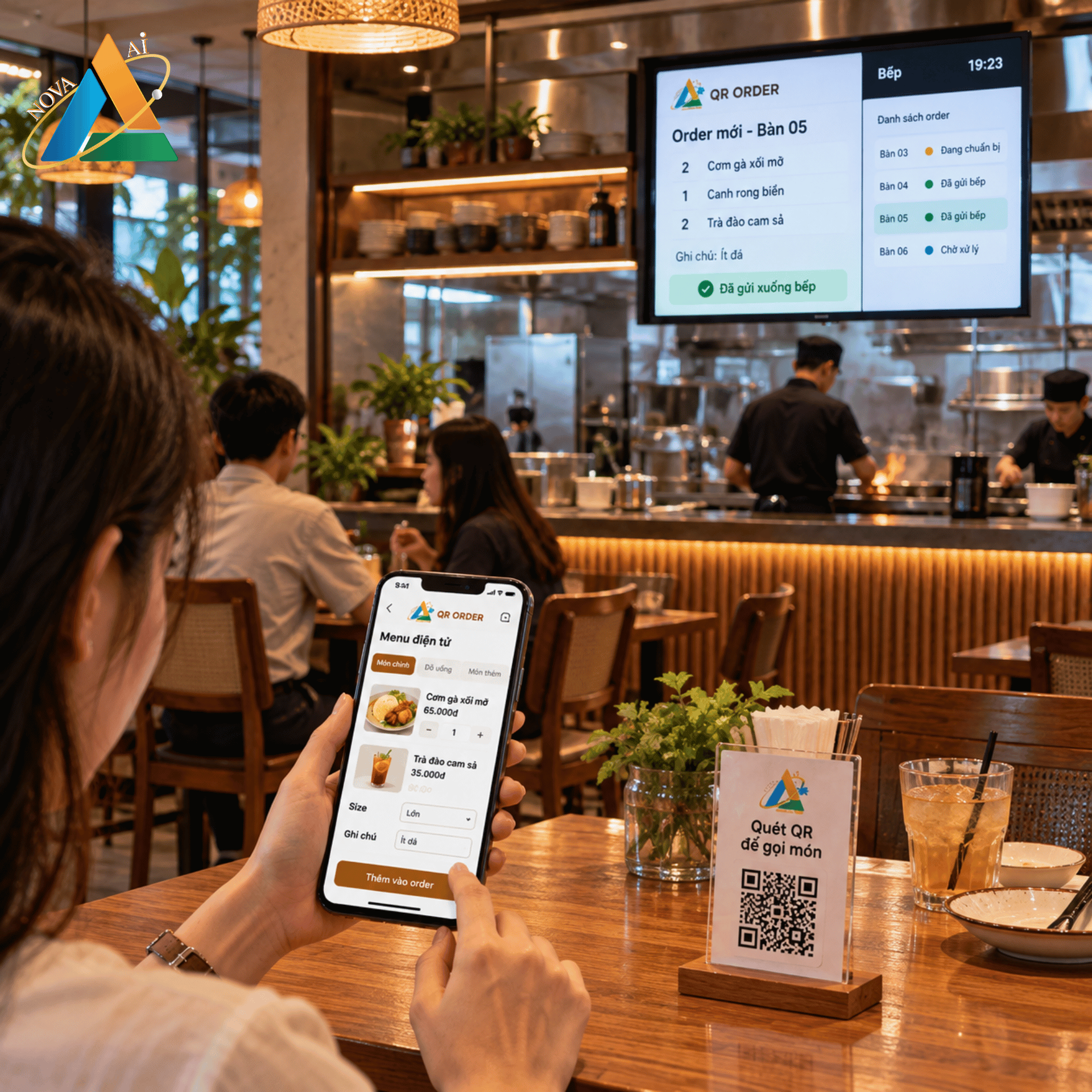 Order từ bàn được chuyển xuống bếp